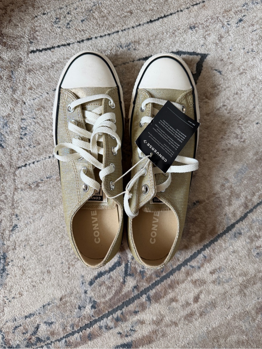Converse Low Top Sneakers in Metallic Gold and White